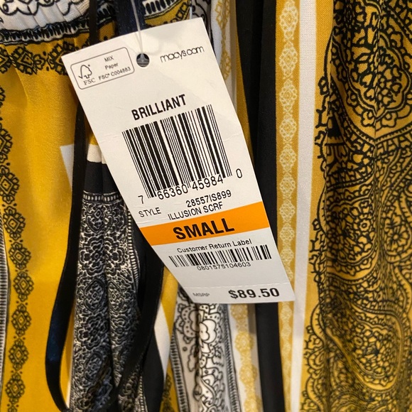 INC black yellow & white maxi dress - Picture 3 of 7